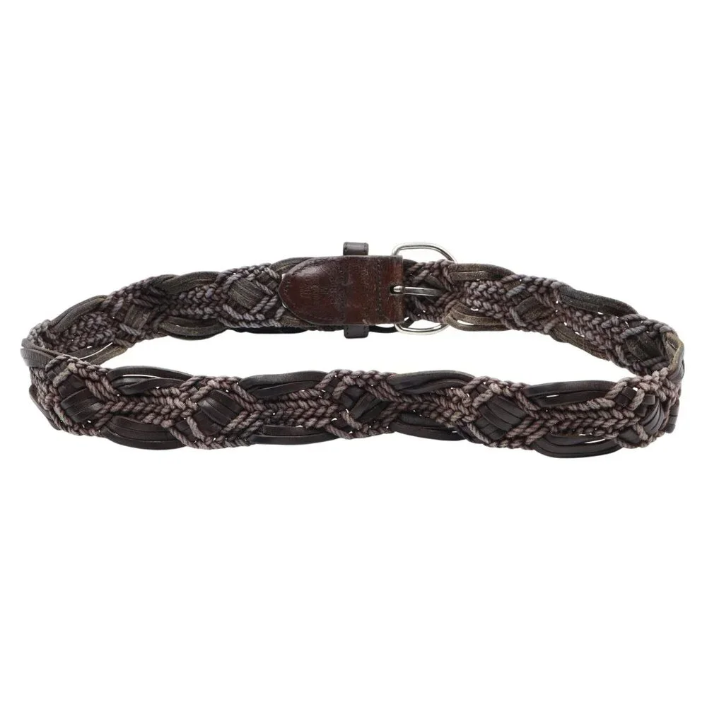 Ann Taylor Leather Woven Belt Women M Brown‎  Well Worn Bohemian Retro